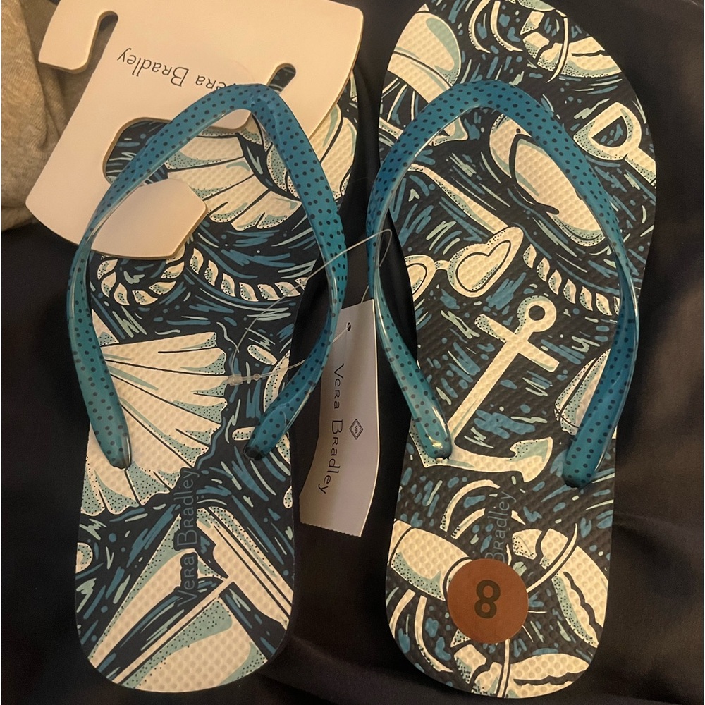 Vera Bradley Flip Flop Sandals Nautical SHORE ENOUGH  Medium 7/8. New Shoes